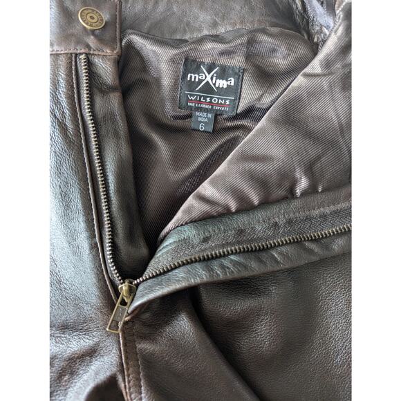 Wilson's Leather Maxima | Vintage Chocolate Brown Leather Pants | Size 6 - Picture 6 of 15